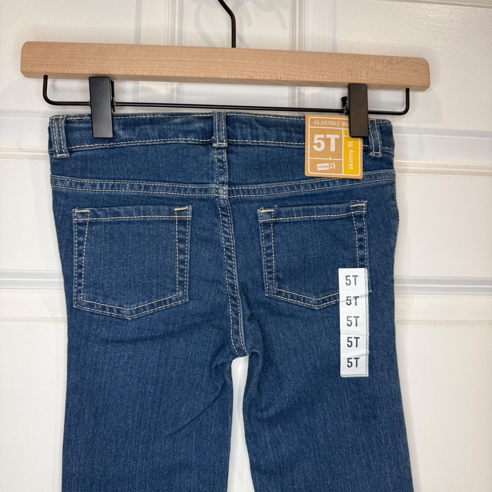Crazy 8 Girls Skinny Fit Jeans Adjustable Waist Dark Wash Size 5T - Picture 4 of 5